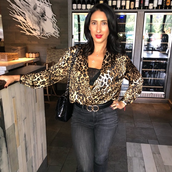 Wrap front Leopard Print Bodysuit - Picture 4 of 4